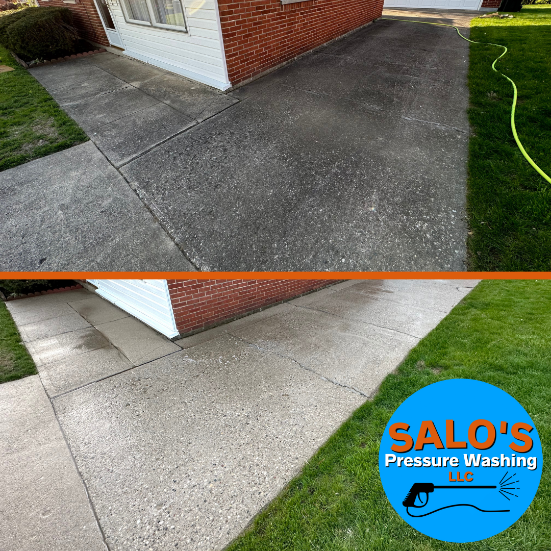 Best Driveway Concrete Cleaning Transformation Ever in Miamisburg, Ohio