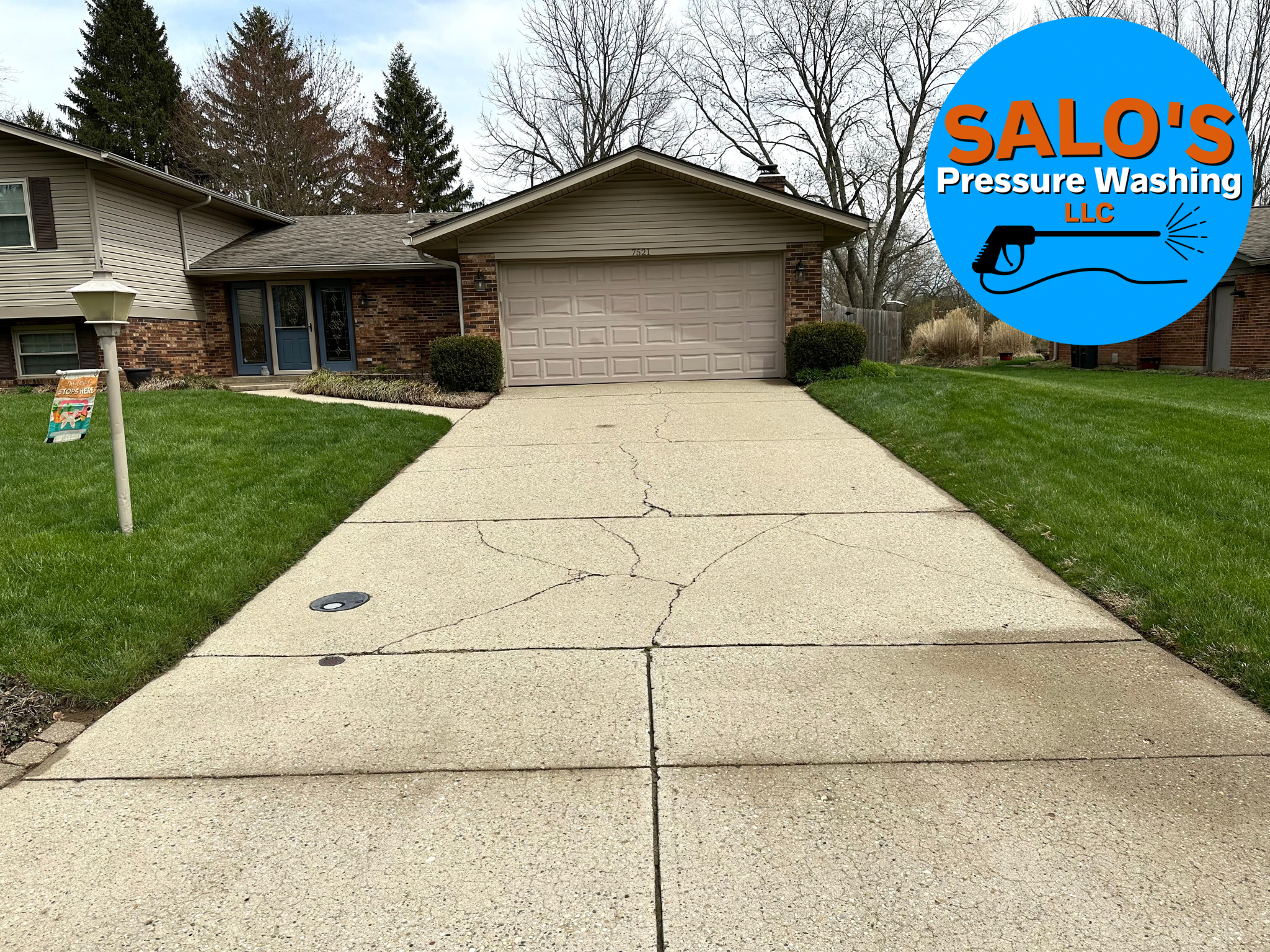 Brand New Looking Concrete Driveway Cleaning in Centerville, Ohio